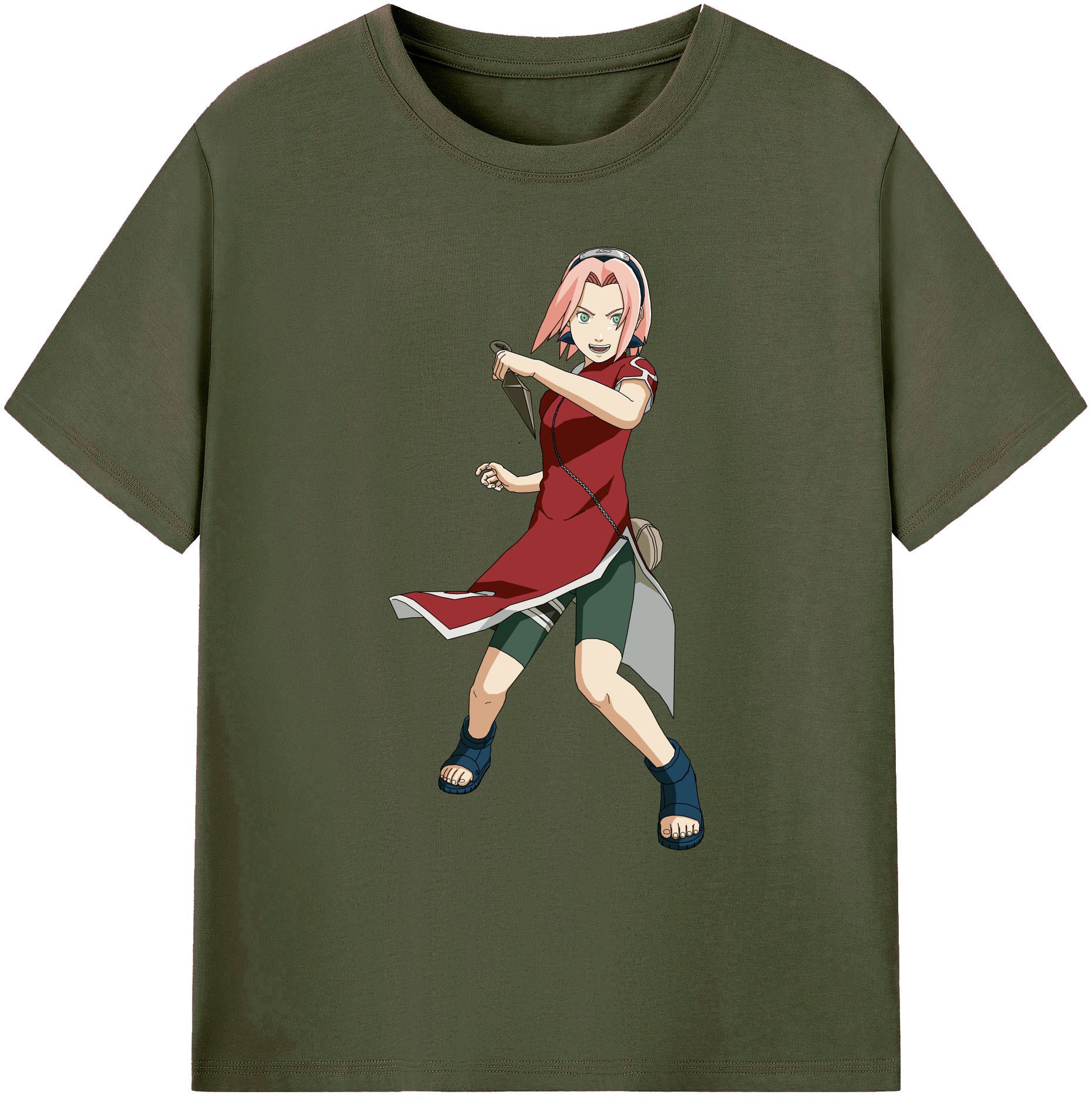 （画像用） NARUTO -ナルト- 春野サクラ Haruno Sakura 綿100％ メンズ半袖Tシャツ｜肌触りやわらか＆通気性